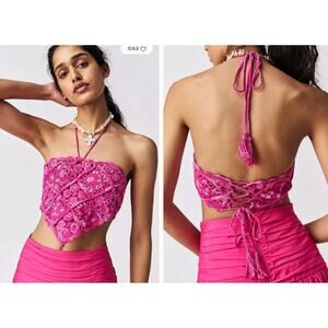 Free People Saona Crotchet Top Size Small